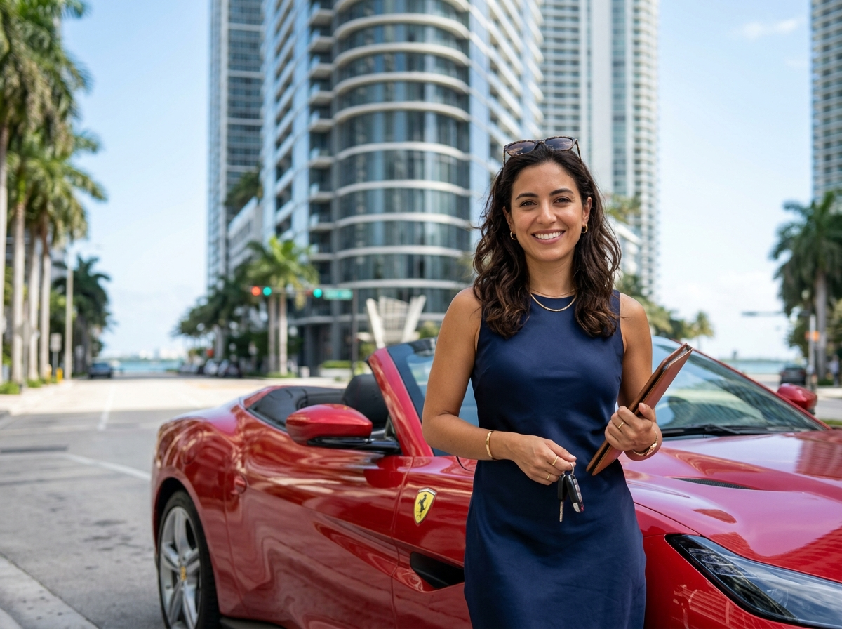 Client testimonial avatar - Sofia R. business trip Brickell Miami Ferrari rental