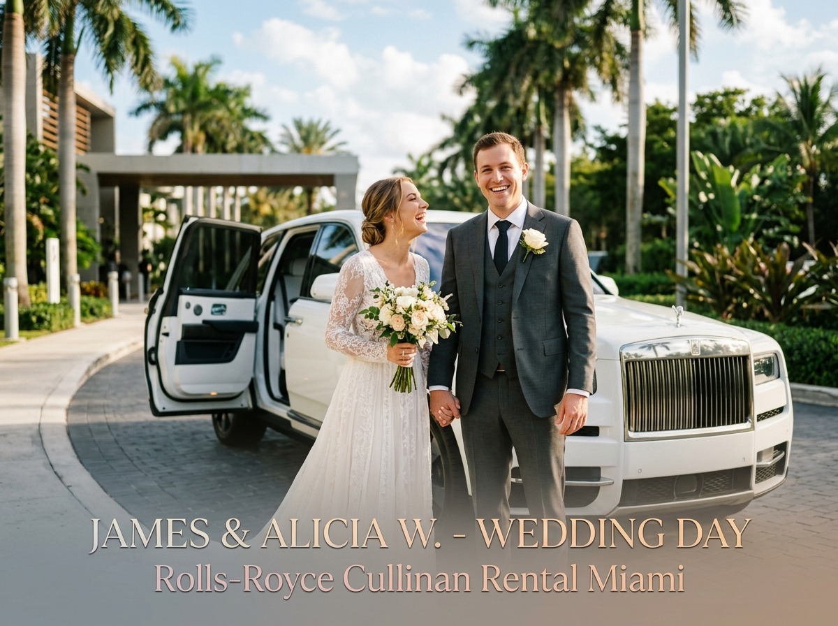 Client testimonial avatar - James & Alicia W. wedding day Rolls-Royce Cullinan rental Miami